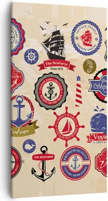 Produktbild von Bild auf Leinwand - Leinwandbild - Anker Fahne Abzeichen Boot - 55x100cm - Wand Bild - Wanddeko - Leinwanddruck - Bilder - Kunstdruck - Wanddekoration - Leinwand bilder - Wandkunst - PA55x100-2780