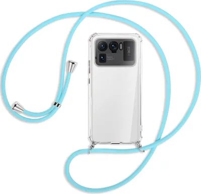 Produktbild von Handykette Backcover-Schutzhülle mit Band (Metall silberfarben) für Xiaomi Mi 11 Ultra - himmelblau