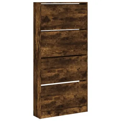 Obrázek produktu pro vidaXL Botník se 4 záklopkami, kouřový dub 80x21x163,5 cm