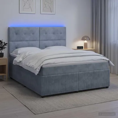 Produktbild von vidaXL LED Boxspringbett mit Matratze Dunkelgrau 160 x 200 cm Samt