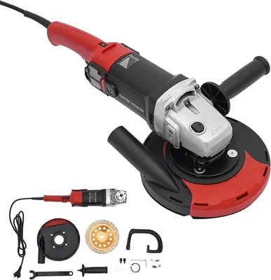 Produktbild von 6 Gänge Schleifmaschine, Betonschleifmaschine 600–3000 U/Min, Staubfreie Schleifmaschine 1580W, Elektrische Betonschleifmaschine, Staubfreie HandgriffSchleifmaschine (Schwarz)