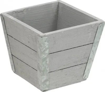 Produktbild von Holz Blumenkasten Übertopf Vintage Grau 12,5x14,5cm