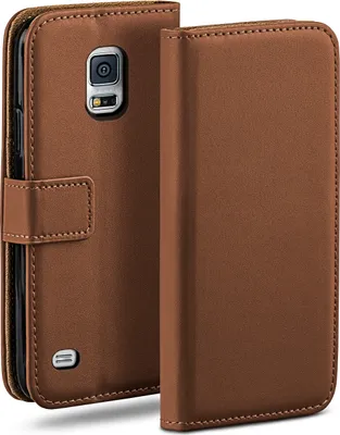 Produktbild von moex® Book Case kompatibel mit Samsung Galaxy S5 Mini - Hülle 360 Grad klappbar, Sattelbraun