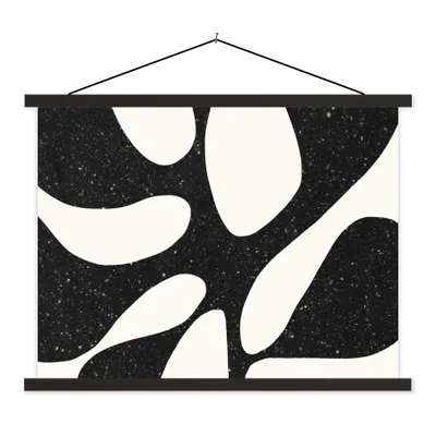 Produktbild von MuchoWow® Textilposter Pflanze - Schwarz - Minimalismus 120x90 cm mit schwarzem Rahmen - Aufhänger für Poster