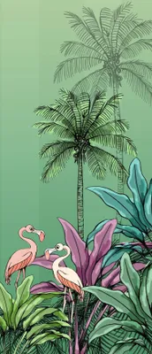 Zdjęcie produktu dla Komar fototapeta DżunglaFlamingo zielonym - 610034 - 100 x 280 cm