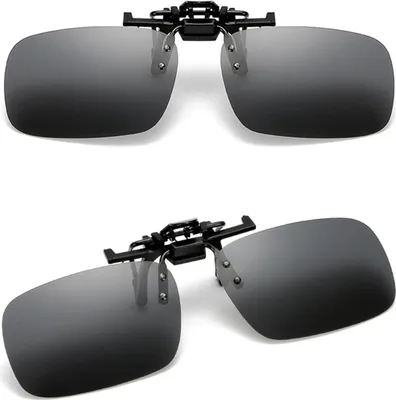 Produktbild von 2 Stk Grau Sonnenbrille Aufsatz Clip, UV400-Schutz, Polarisationsbrille Clip, Sport nachtfahrbrille