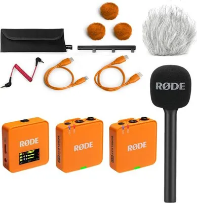 Zdjęcie produktu dla Mikrofon bezprzewodowy Rode GO Gen 3 Orange Interview Set 1