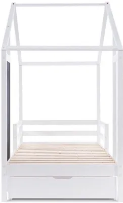 Zdjęcie produktu dla Łóżko dziecięce – rama z litego drewna – 90x200 cm – dwie półki do przechowywania
