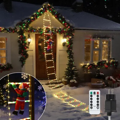 Zdjęcie produktu dla Świąteczna dekoracja LED "Święty Mikołaj", 3 metry, 338 diod LED, oświetlenie świąteczne do użytku zewnętrznego, ciepła biel