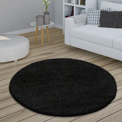 Produktbild von Teppich Rund Hochflor Wohnzimmer Shaggy Langflor Weich Flauschig Modern Unifarben Grösse Ø 160 cm Rund