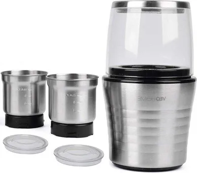 Image de Moulin à café et mixeur en acier inoxydable pour grains de café et épices, avec le mode d'emploi du moulin à café VeoHome