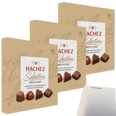 Produktbild von Hachez Schokolade Selection Hell & Zart 3er Pack (3x125g Packung) + usy Block