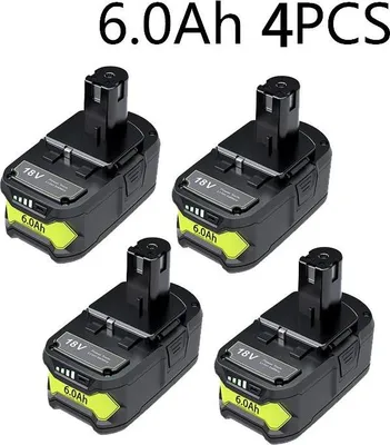 Image de Ryobi One+ Batterie de rechange 18V, Li-ion 6Ah, compatible avec P108/P104/P107/RB18L50/RB18L20, blanc