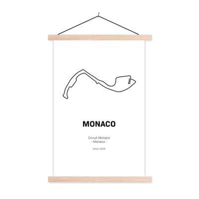 Produktbild von MuchoWow® Textilposter Monaco - Rennstrecke - F1 120x180 cm mit holzfarbenen Rahmen - Textil-Plakat