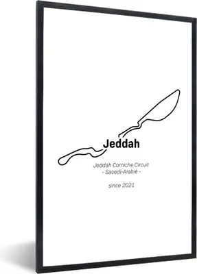 Produktbild von MuchoWow® Gerahmtes Poster Formel 1 - Rennstrecke - Jeddah 60x90 cm - Poster mit Schwarzem Bilderrahmen Wandposter Rahmen Foto Bilder - Kunst