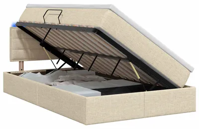 Obrázok produktu pre vidaXL LED posteľ s úložným priestorom a matracom, krémová, 120 x 200 cm, látka