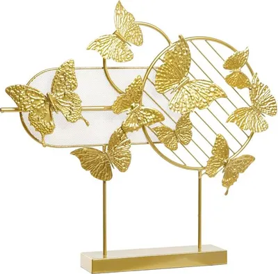 Immagine prodotto di Statuetta decorativa DKD Home Decor Farfalle in metallo dorato (63 x 9 x 58,4 cm)
