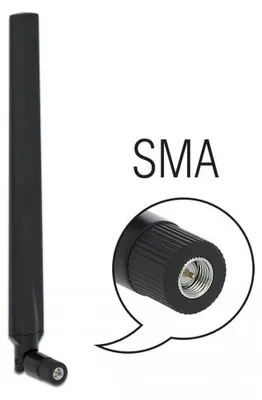 Produktbild von DeLOCK LTE Antenne SMA Stecker 1,9 - 2,3 dBi omnidirektional mit Kippgelenk schwarz, 2,3 dBi, 50 Ohm, Omnidirektionale Antenne, SMA, Männlich, 3 - 6