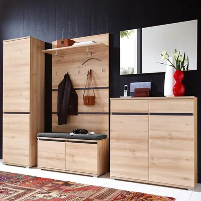 Produktbild von Garderoben Set LISSOBA-01, 5-teilig, Edelbuche, B x H x T: ca. 286 x 200 x 40 cm