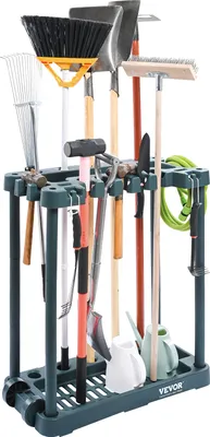 Obrázok produktu pre VEVOR stojan na záhradné náradie 75x35x82cm držiak na náradie organizér PP viacúčelový stojan na záhradné náradie 10 priehradiek na náradie systém proti nakloneniu držiak na záhradné náradie držiak na metly garáž záhradná miestnosť