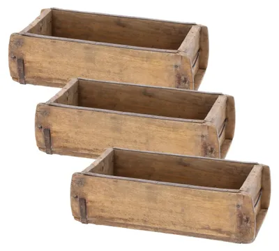 Produktbild von Novaliv 3x Holzkiste Vintage 30 x 15 x 10 cm Alte Ziegelform Holz EIN KAMMER Allzweckkiste aus recyceltem Altholz Jede Form EIN Unikat - Geschenkkiste