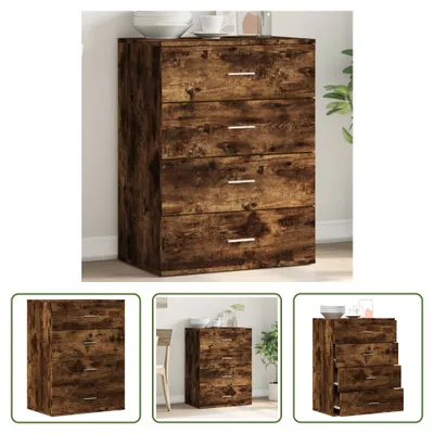 Productafbeelding van De Living Store dressoir, gerookt eikenfineer, 60x39x80 cm, houtvezelplaat