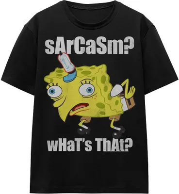 Produktbild von SpongeBob SquarePants - "Sarcasm Meme" T-Shirt für Herren/Damen Uni TV16001 (M) (Schwarz)