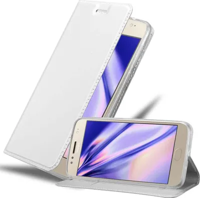 Produktbild von Cadorabo Handyhülle für Motorola MOTO G5S PLUS Schutz Hülle in Silber Cover Etui Book Case Booklet
