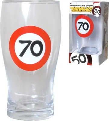 Produktbild von Geschenk zum 70. Geburtstag  für Männer- Bierglas mit einer großen "70" im Geschenkkarton Bierglas Bierhumpen