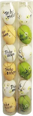 Produktbild von HAAC 12 Stück Ostereier Deko Eier Eierset Frohe Ostern bunt Blume Kunststoff 6cm