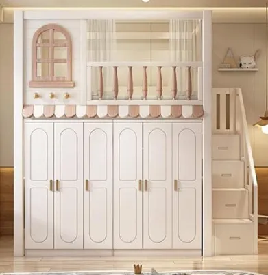 Produktbild von Etagenbett+Schrank Multifunktion Hochbett Kinderbett Kleiderschrank Holzbett