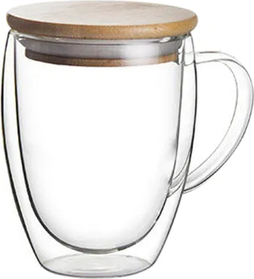 Image de Tasse transparente à double paroi avec couvercle Tasse à café épaissie Tasse à lait double
