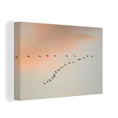 Obrázok produktu pre OneMillionCanvasses® - Maľba na plátne - Obraz na plátne Nástenná maľba na plátne - Húf žeriavov - 150x100cm - Fotografia na plátne - maľba na