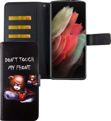 Produktbild von Samsung Galaxy S21 Ultra Tasche Handy Hülle Schutz-Cover Flip-Case mit Kartenfach Don't touch my phone