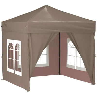 Produktbild von Partyzelt Faltbar mit Seitenwänden Taupe 2x2 m