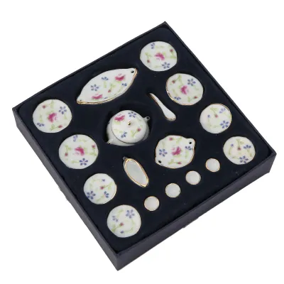 Zdjęcie produktu dla Mini zestaw do herbaty, mini ceramiczny zestaw do herbaty, miniaturowy zestaw do herbaty, zestaw do herbaty 1:12, miniaturowy zestaw do herbaty, akcesoria do mini domu