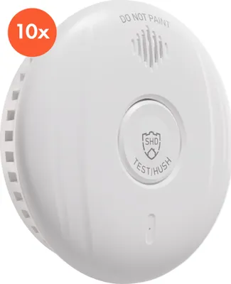 Image de SHD by OneConcept Detecteur de Fumée, 10x Alarme Incendie Détecteur Fumée pour la Maison, Bureaux, Detecteur de Fumee de Cuisine à Capteur Optique avec Fonction Test et Silencieux, Détecteurs de Fumée