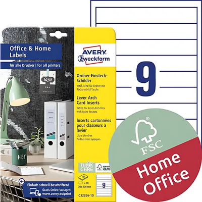 Produktbild von AVERY Zweckform Ordnerrücken-Einsteck-Schilder Home Office weiß 90 Stück