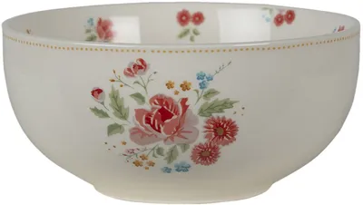 Produktbild von Suppenschüssel Keramik 14x7 cm Beige Floral Clayre & Eef LRCPU