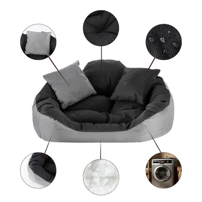 Image de Lit pour chien, imperméable 100 x 75 Gris, GUSTAW, Lit pour chien taille L