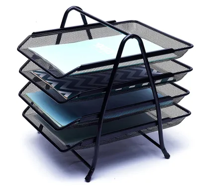 Image de Solidchoice - Organisateur de bureau en acier à 4 niveaux, avec design en mesh