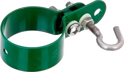Image de Alberts 855451 Collier de serrage pour barres de tension tressées, galvanisé, revêtement plastique vert, collier de serrage Ø 48 mm, jeu de 10 pièces