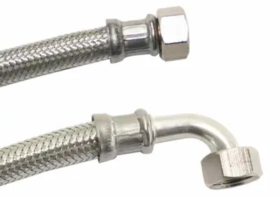 Immagine prodotto di Tubo Flessibile in Acciaio Inox, DN13, 1/2" con Raccordo a Gomito, 800mm