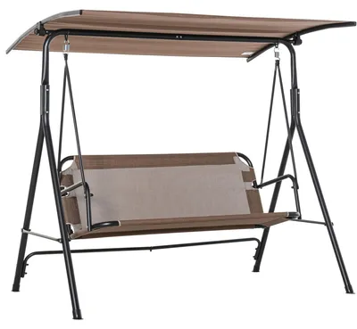 Produktbild von Outsunny 2-Sitzer Hollywoodschaukel mit Sonnendach Patio Terrasse Braun