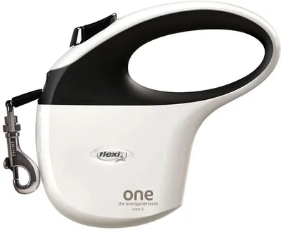 Produktbild von Flexi One S Bandführleine, 5 Meter, automatische Aufrollfunktion, für Hunde bis 15 kg, schwarz und weiß