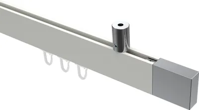 Produktbild von Interdeco Innenlaufstange / Gardinenstange mit Innenlauf Weiß / Chrom, Typ Sonius Lox (Quader) Deckenmontage, 14x35 mm 1-läufig, 120 cm
