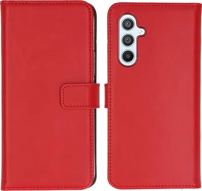 Zdjęcie produktu dla Selencia Genuine Leather Bookcase dla Samsung Galaxy A54 (5G) - Czerwony