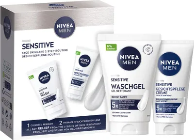 Produktbild von NIVEA MEN Sensitive Gesichtspflege Set Waschgel 100 ml + Gesichtscreme 50 ml