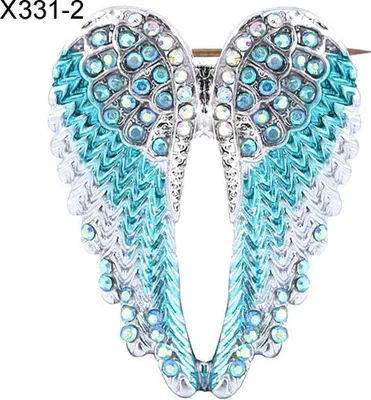 Produktbild von Frauen Strass Intarsien Engel Flügel Brosche Pin Strickjacke Schal Corsage Abzeichen Dekor-X331-2