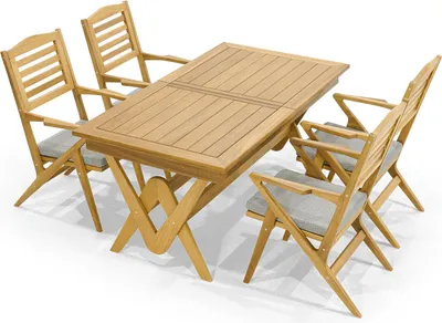 Produktbild von Hochwertige Outdoor Sitzgarnitur Picknick Tisch Holz 6x Stühle 7tlg Set